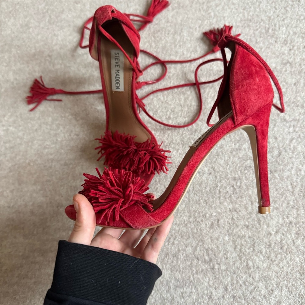 Steve Madden Red Suede Heels - Picture 5 of 7